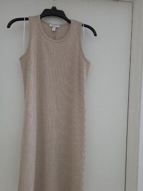 Nine West Sleeveless Ribbed Midi Dress in Beige